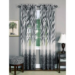 Achim Home Furnishing: Kenya Black Animal Print Contemporary Window Curtain
